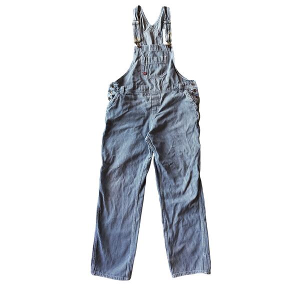 Vintage Dickies Hickory Striped Denim M Workwear Bib Overalls - Picture 1 of 10